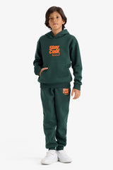 Boys Hooded Printed Sweatshirt with Soft Fur Inside