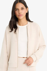 Relax Fit cardigan with a stand-up collar.