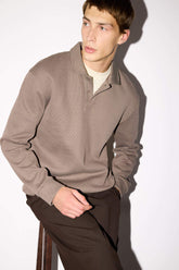 Regular Fit Polo Neck Sweatshirt