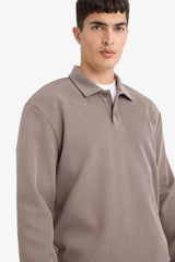 Regular Fit Polo Neck Sweatshirt