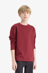 T-shirt for boys with long sleeves, loose fit, round neck.