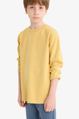 T-shirt for boys with long sleeves, loose fit, round neck.