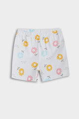 Baby Girl Pajama Set Floral Patterned Short Sleeve Combed Cotton Top and Elastic Waist Shorts