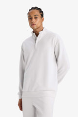 DeFactoFit Standard Fit Stand Collar Half Zippered Modal Sports Sweatshirt