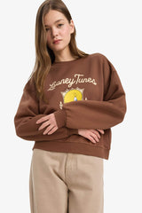 Cool Looney Tunes regular fit crew neck sweater with print in heavyweight material