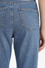 Mary Vintage Straight Fit High Waist Ankle Length Washed Jean Trousers