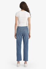 Mary Vintage Straight Fit High Waist Ankle Length Washed Jean Trousers