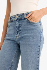 Comfort Straight High Waist Ankle Length Washed Jean Trousers