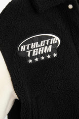 Cool Oversize Wide Fit Polo Collar Plush Bomber Jacket