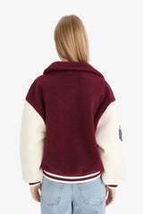 Cool Oversize Wide Fit Polo Collar Plush Bomber Jacket