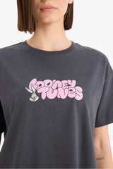 Cool Looney Tunes Oversize Wide-Mould Back Printed Short Sleeve T-Shirt