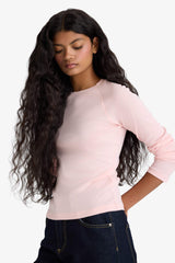 Slim-fit ribbed crew neck long sleeve t-shirt