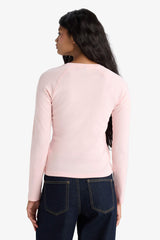 Slim-fit ribbed crew neck long sleeve t-shirt