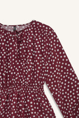 Regular Fit Crew Neck Polka Dot Long Sleeve Blouse