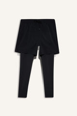 Slim Fit, Narrow Cut, Athletic, Standard Leg, Woven Shorts with Inner Leggings