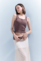 Cool Fitted Buttoned Ribbed Camisole Undershirt