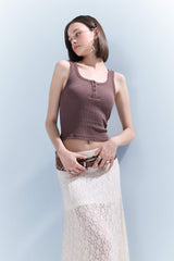 Cool Fitted Buttoned Ribbed Camisole Undershirt