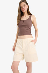 Cool Fitted Buttoned Ribbed Camisole Undershirt