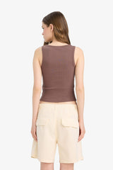 Cool Fitted Buttoned Ribbed Camisole Undershirt