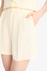 High Waist Linen Blend Shorts