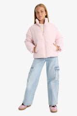 Girls Waterproof Zippered Puffer Coat