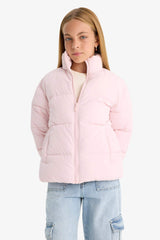 Girls Waterproof Zippered Puffer Coat