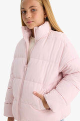 Girls Waterproof Zippered Puffer Coat