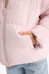 Girls Waterproof Zippered Puffer Coat