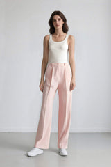 Afra X Defacto High Waist Long Length Wide Leg Crepe Fabric Trousers