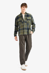 Regular Fit Plaid Fleece Long-Sleeve Shirt