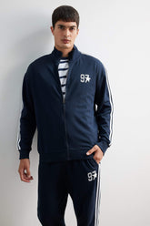 Boxy Fit Printed Zippered Sweatshirt