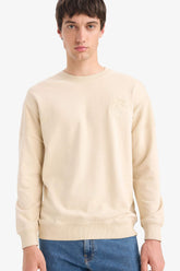 Boxy Fit Relaxed Cut Crew Neck Button-Down Sweatshirt