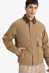 Regular Fit Shirt Collar Jacket with Inner Pockets