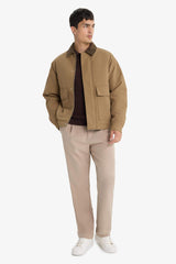 Regular Fit Shirt Collar Jacket with Inner Pockets