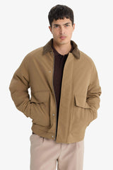 Regular Fit Shirt Collar Jacket with Inner Pockets