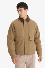 Regular Fit Shirt Collar Jacket with Inner Pockets