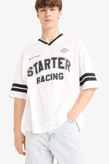 Loose Fit Crew Neck Printed Short Sleeve T-Shirt