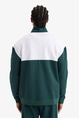 Boxy Fit Stand Collar Half Zipper Printed Sports Sweatshirt