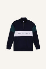 Boxy Fit Stand Collar Half Zippered Sports Sweatshirt