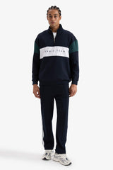 Boxy Fit Stand Collar Half Zippered Sports Sweatshirt