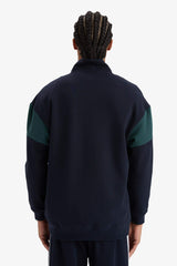 Boxy Fit Stand Collar Half Zippered Sports Sweatshirt
