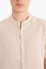 Regular Fit Stand-up Collar Cotton Shirt