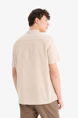 Regular Fit Stand-up Collar Cotton Shirt