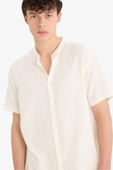 Regular Fit Stand-up Collar Cotton Shirt