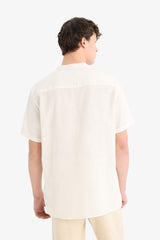 Regular Fit Stand-up Collar Cotton Shirt