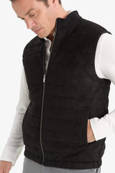 Slim Fit, Slim Cut, Stand Collar, Lined, Zippered, Pocketed, Seasonal Spring Suede Vest