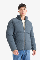 Water Repellent Windproof Stand Collar Lined Zippered Pocket Winter Coat