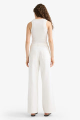 Wide Leg Gabardine Trousers with a Regular Waist and Regular Length