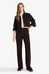 Wide Leg corduroy trousers with zip, regular waist and regular length