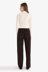 Wide Leg corduroy trousers with zip, regular waist and regular length
